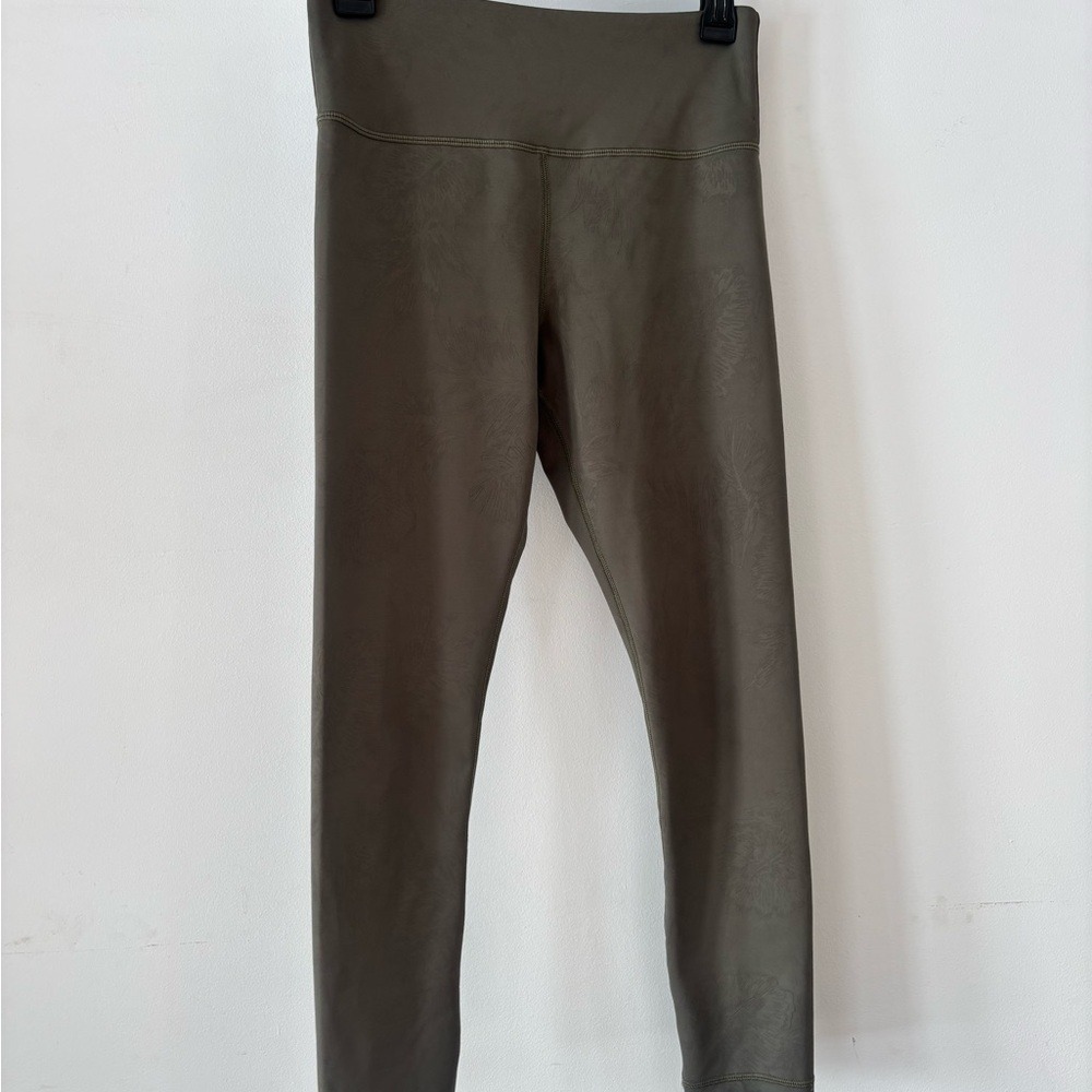 Ziya Active Olive Green Embossed Floral High Waisted Leggings Size 6-8